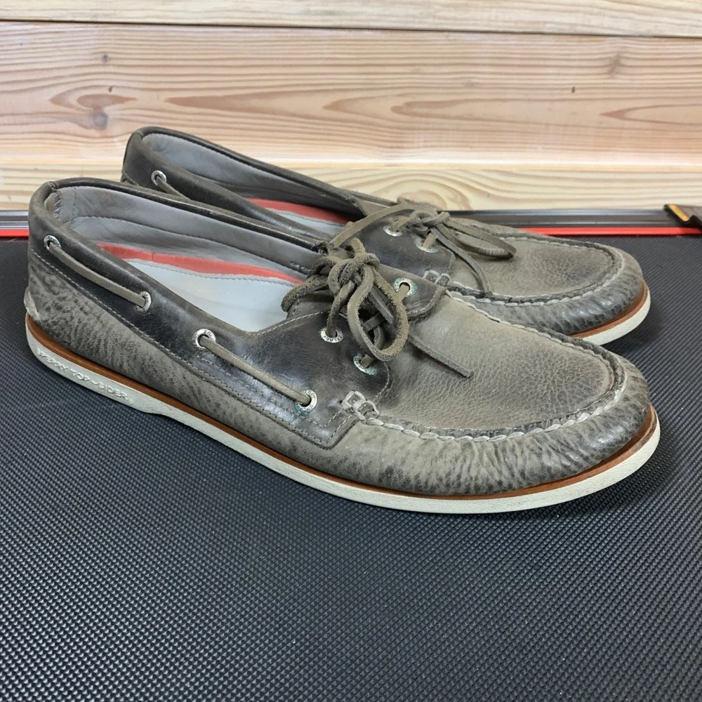Sperry Gold Cup Boat Shoes Mens 13 Grey Leather‎ Authentic Original Deck Preppy